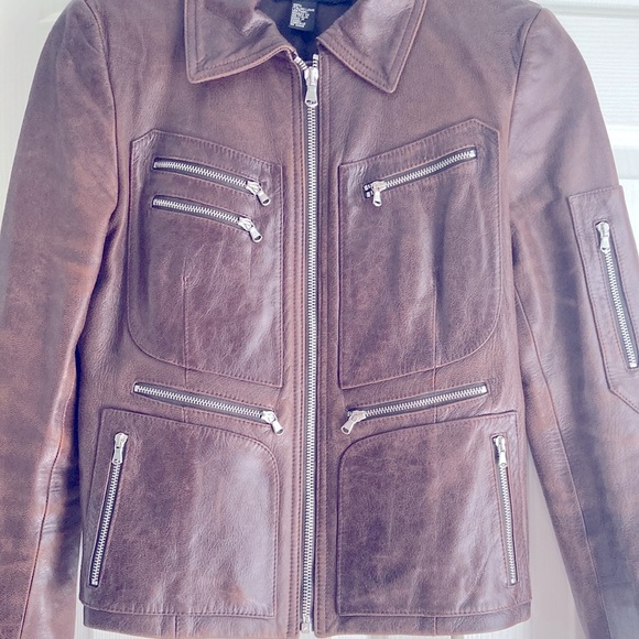 DKNY leather zipper motto jacket - Picture 4 of 9